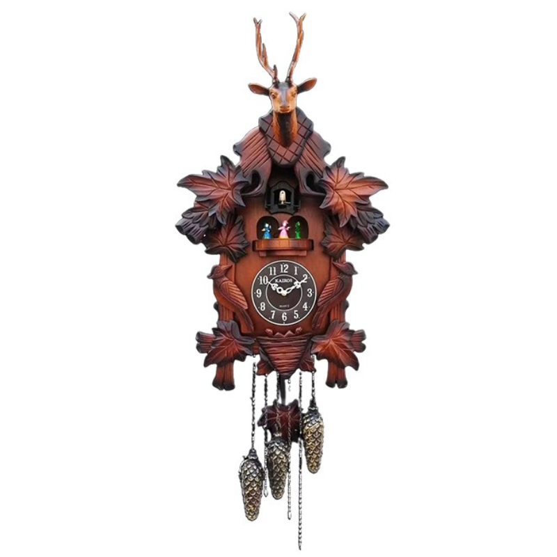 Luxury Lifestyle Living - Horloge murale coucou en bois massif,