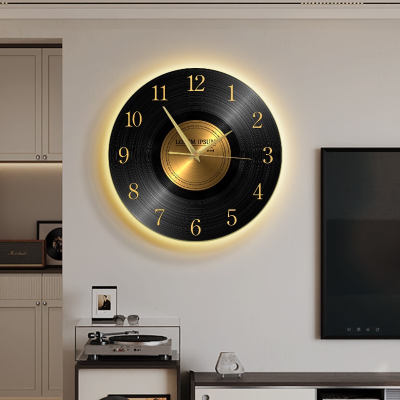 Luxury Lifestyle Living - Horloge murale vintage avec lumière, horloge